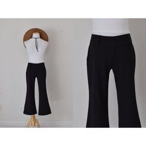 Vintage 90s Low Waist‎ Black Pinstripe Trousers | 32 waist